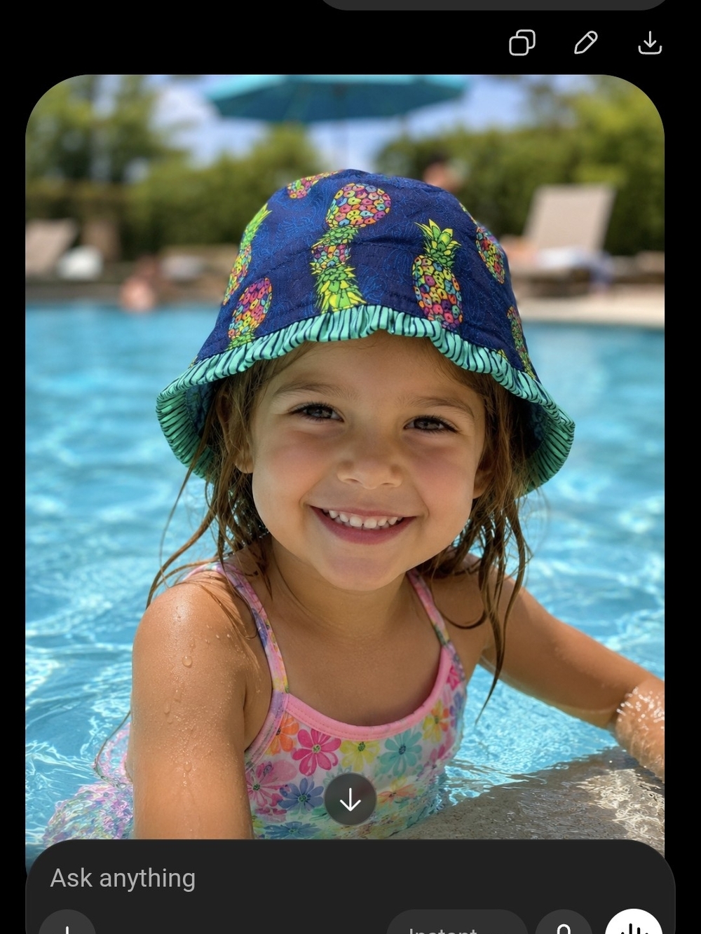 Uv Skinz Kids Pineapple Bucket Hat - Navy with Teal Trim  Revirsible Size 6